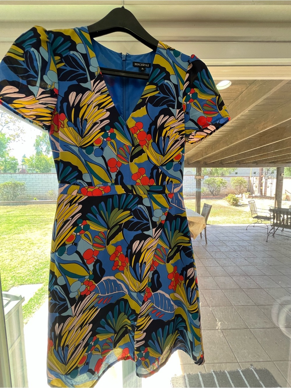 J. Crew Blue Floral-Print Short Sleeve Mini Dress